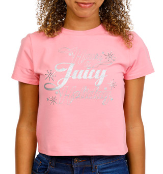 Thumbnail 1: Juicy Couture Juicy Couture Juniors Short Sleeve Juicy Crew Crop Top 