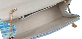Thumbnail 3: D'Margeaux D'Margeaux Blue Woven Stripe Bamboo Handle Satchel 