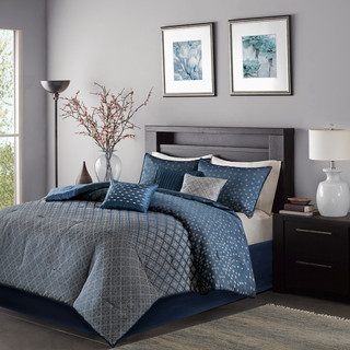 Thumbnail 1: Madison Park Madison Park 7 Pc. Biloxi Jacquard Comforter Set 