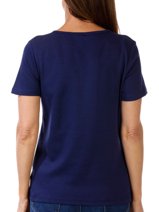 Thumbnail 2: Coral Bay Coral Bay Womens Short Sleeve Solid Keyhole Neck Top 