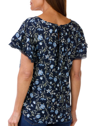 Thumbnail 2: Angels Angels Womens Victoria Short Sleeve Split Neck Top 