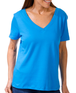 Thumbnail 1: Coral Bay Women's Short Sleeve Double V-Neck Top 