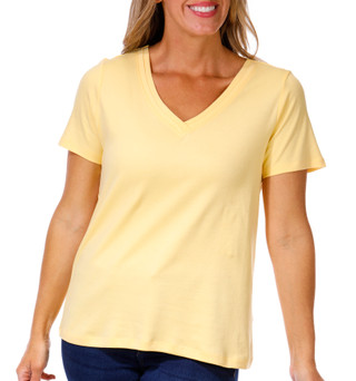 Thumbnail 1: Coral Bay Women's Short Sleeve Double V-Neck Top 