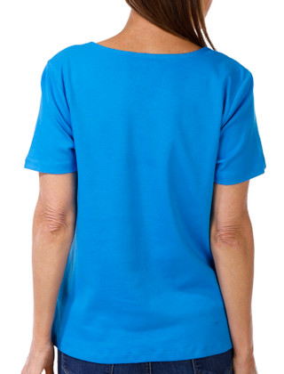 Thumbnail 3: Coral Bay Women's Short Sleeve Double V-Neck Top 
