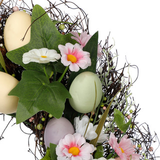 Thumbnail 2: IJK Limited Handcrafted Easter 22 In Egg & Flower Spiral Vine Wreath 