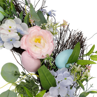 Thumbnail 2: IJK Limited Handcrafted Easter 22 In Egg & Ranunculus Spiral Vine Wreath 