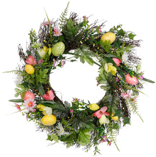 Thumbnail 1: IJK Limited Handcrafted Easter 22 In Beaded Egg Spiral Vine Wreath 