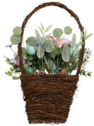 Thumbnail 2: IJK Limited Handcrafted Easter 22 In Egg & Ranunculus Wall Basket 