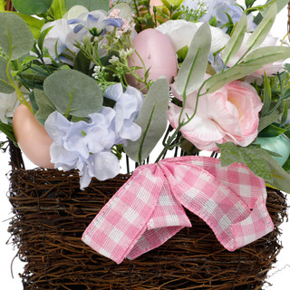 Thumbnail 3: IJK Limited Handcrafted Easter 22 In Egg & Ranunculus Wall Basket 