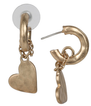 Thumbnail 1: Bella UNO Bella Uno Gold Heart Drop Earrings 