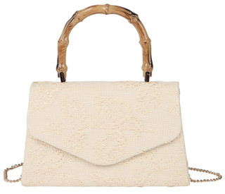 Thumbnail 1: D'Margeaux D'Margeaux Textured Floral Weave Bamboo Handle Satchel 