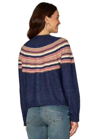 Thumbnail 3: Democracy Democracy Womens Long Sleeve Snap Front Stripe Sweater 