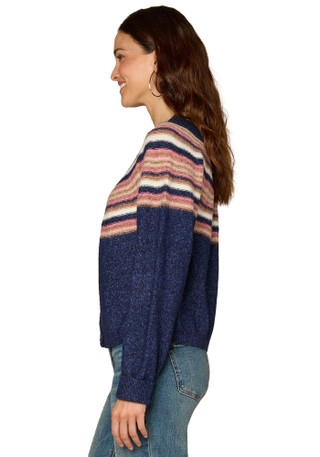 Thumbnail 4: Democracy Democracy Womens Long Sleeve Snap Front Stripe Sweater 