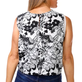 Thumbnail 2: NINE WEST Nine West Womens Sleeveless Cropped Floral Tie Front Top 