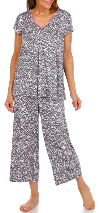 Thumbnail 1: Ellen Tracy Ellen Tracy Womens 2 Pc Cap Sleeve Cropped Pajama Pants Set 