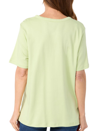 Thumbnail 2: Coral Bay Coral Bay Womens Solid Short Sleeve Half Dome Henley Top 