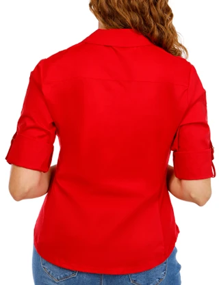 Thumbnail 2: ZAC AND RACHEL Zac & Rachel Petite Roll Tab Sleeve Button Down Woven Top 