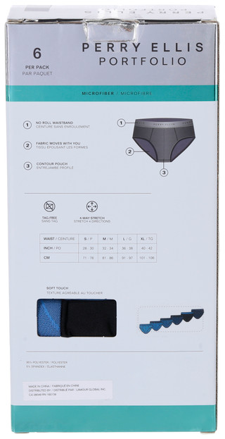 Thumbnail 3: Perry Ellis Perry Ellis Mens 6 Pk Microfiber Briefs 