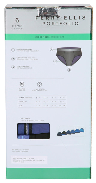 Thumbnail 2: Perry Ellis Perry Ellis Mens 6 Pk Microfiber Briefs 