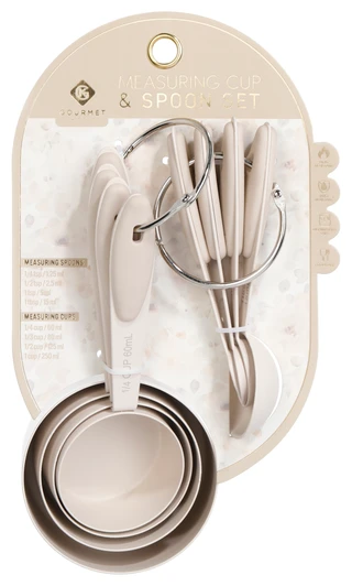 Thumbnail 1: GOURMET KITCHEN Gourmet Kitchen Stainless Steel Measuring Cup Spoon Set 