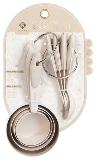 Thumbnail 1: GOURMET KITCHEN Gourmet Kitchen Stainless Steel Measuring Cup Spoon Set 