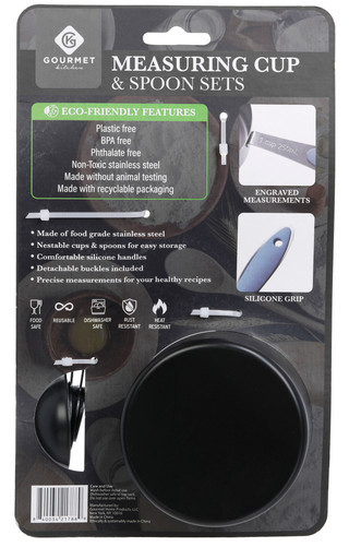 Thumbnail 2: GOURMET KITCHEN Gourmet Kitchen Stainless Steel Measuring Cup Spoon Set 