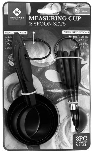 Thumbnail 1: GOURMET KITCHEN Gourmet Kitchen Stainless Steel Measuring Cup Spoon Set 