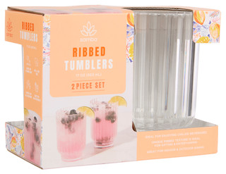 Thumbnail 1: CORE HOME Core Home 2 Pc 17 oz Ribbed Tumblers Set 