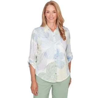 Thumbnail 1: Alfred Dunner Alfred Dunner Petite 3Q Sleeve Floral Button Down Top 