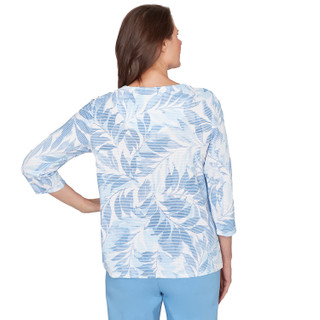 Thumbnail 2: Alfred Dunner Alfred Dunner Petite 3Q Sleeve Monotone Leaf Print Top 