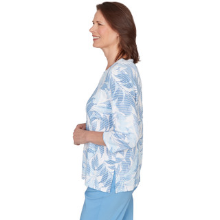 Thumbnail 3: Alfred Dunner Alfred Dunner Petite 3Q Sleeve Monotone Leaf Print Top 
