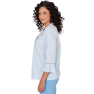 Thumbnail 4: Alfred Dunner Alfred Dunner Petite 3Q Sleeve Striped Button Down Top 