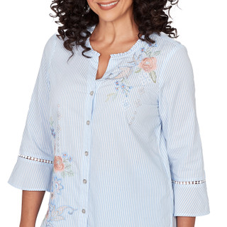 Thumbnail 5: Alfred Dunner Alfred Dunner Petite 3Q Sleeve Striped Button Down Top 