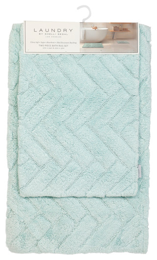 Thumbnail 1: Laundry Laundry Herringbone Cotton Viscose Bath Rug Set (2-Piece) 