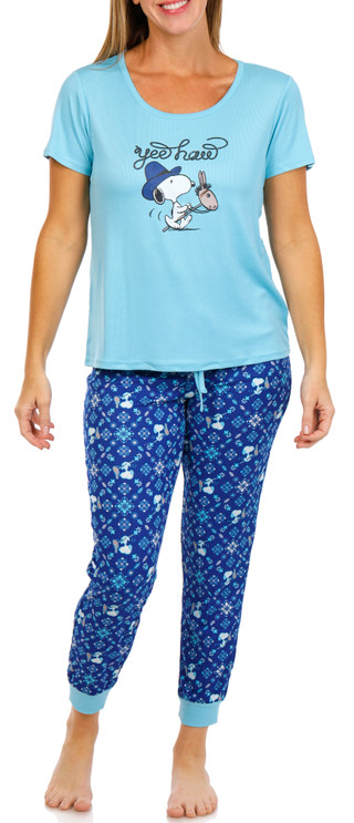 Thumbnail 2: Peanuts Peanuts Womens 2 Pc Snoopy Yee Haw Sleepwear Set 