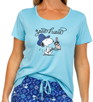 Thumbnail 4: Peanuts Peanuts Womens 2 Pc Snoopy Yee Haw Sleepwear Set 