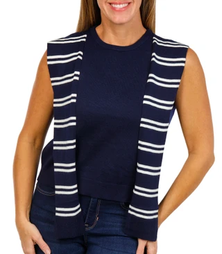 Thumbnail 1: Cece Cece Womens Sleeveless Stripe Shoulder Wrap Top 