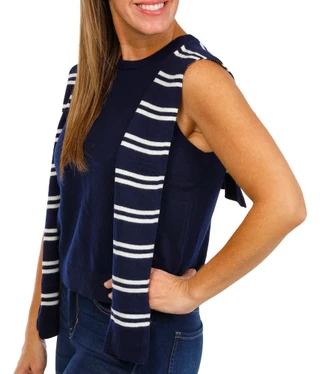 Thumbnail 3: Cece Cece Womens Sleeveless Stripe Shoulder Wrap Top 