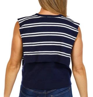 Thumbnail 2: Cece Cece Womens Sleeveless Stripe Shoulder Wrap Top 