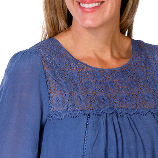 Thumbnail 8: Figueroa and Flower Figueroa and Flower Petite Lace Neck 3/4 Sleeve Top 
