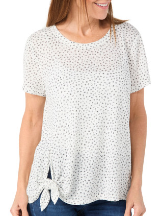 Thumbnail 2: BOBEAU Bobeau Womens Short Sleeve Side Tie Top 