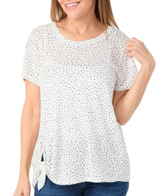 Thumbnail 1: BOBEAU Bobeau Womens Short Sleeve Side Tie Top 