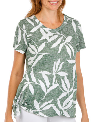 Thumbnail 1: BOBEAU Bobeau Womens Short Sleeve Side Tie Top 