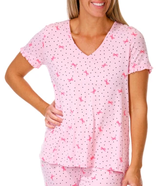 Thumbnail 3: Cuddl Duds Cuddl Duds Womens 2 Pc Short Sleeve Print Pajama Pants Set 