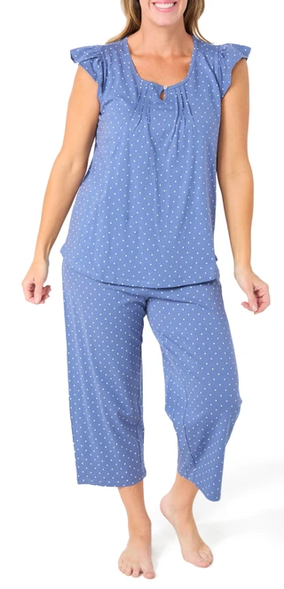 Thumbnail 1: POPPY & CLAY Poppy & Clay Womens 2 Pc Short Sleeve Dot Pajama Pants Set 