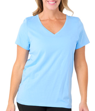 Thumbnail 1: Hue Hue Womens Solid Short Sleeve V-Neck Sleep Tee 