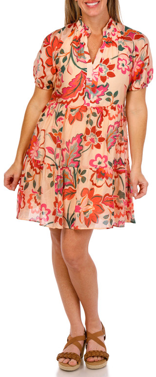 Thumbnail 4: MSK MSK Womens Short Sleeve Floral Flounce Dress 