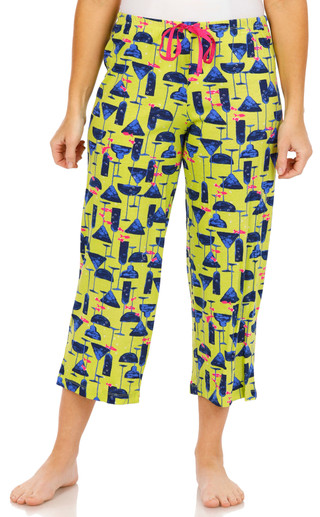 Thumbnail 2: Hue Hue Womens Sipping With Fishes Pajama Capri Pants 