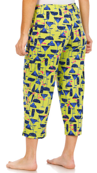 Thumbnail 3: Hue Hue Womens Sipping With Fishes Pajama Capri Pants 
