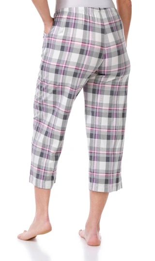 Thumbnail 2: Hue Hue Womens Pleasant Plaid Pajama Capri Pants 